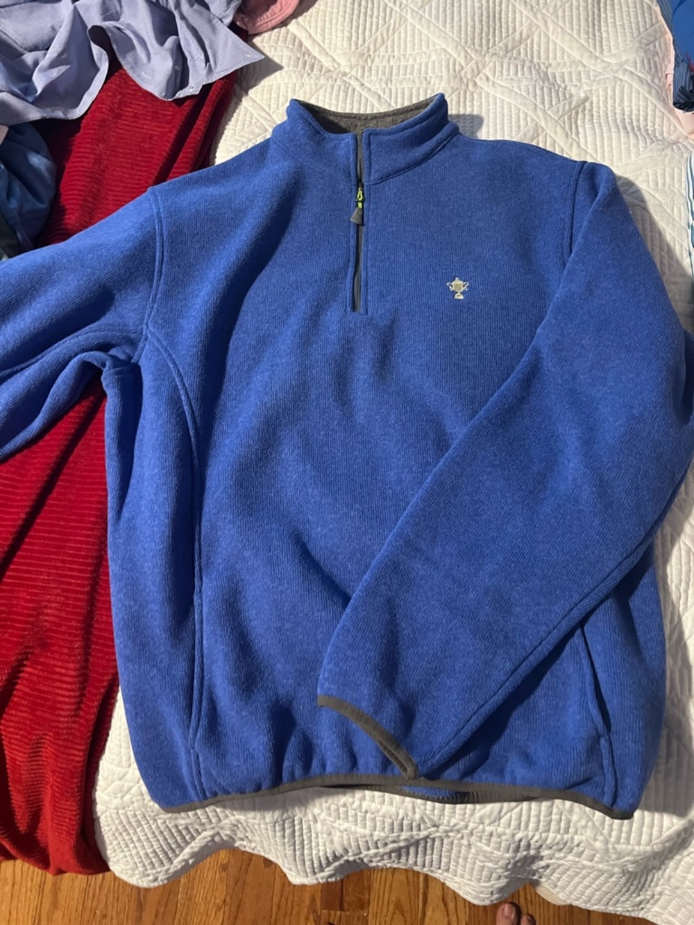 Peter Millar Royal Blue Quarter-Zip Fleece Pullover